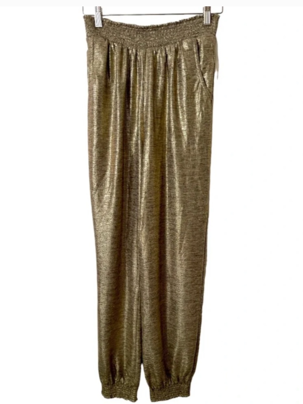 Anthropologie Saturday/Sunday Gillian Shimmer Joggers - Gold - NWT - Size S